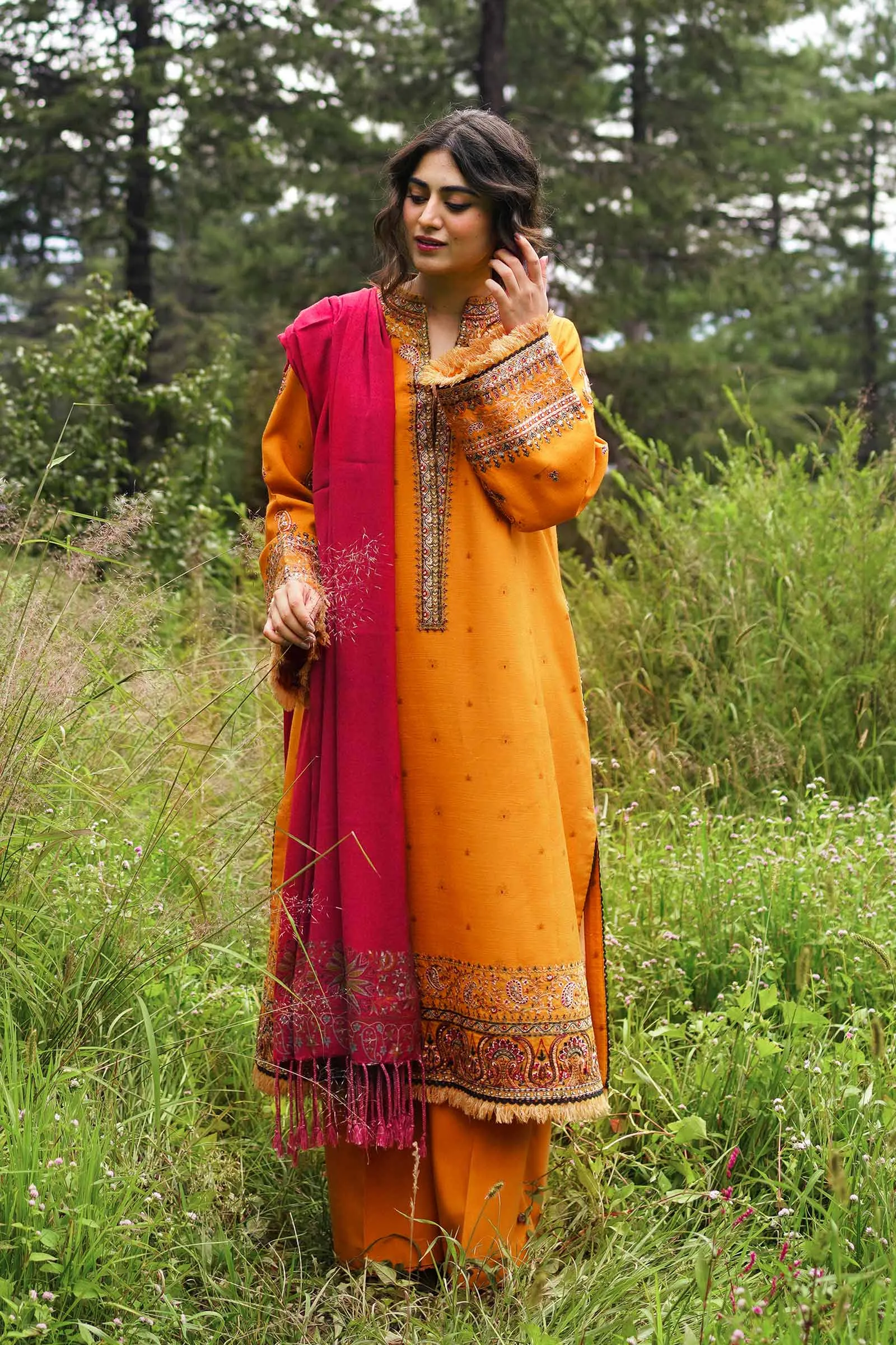 ZW22-6A | Zara Shahjahan Coco Winter Collection 2022 | Unstitched Embroidered Khaddar Linen  Suits
